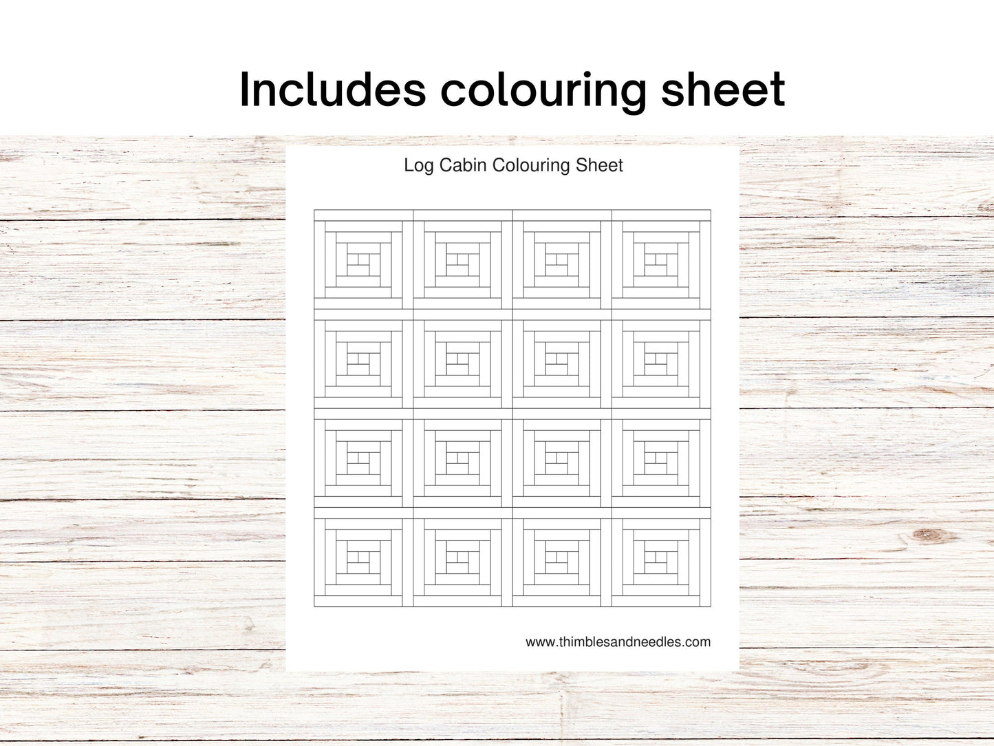 Log Cabin Foundation paper piecing FPP quilt block pattern Digital Download