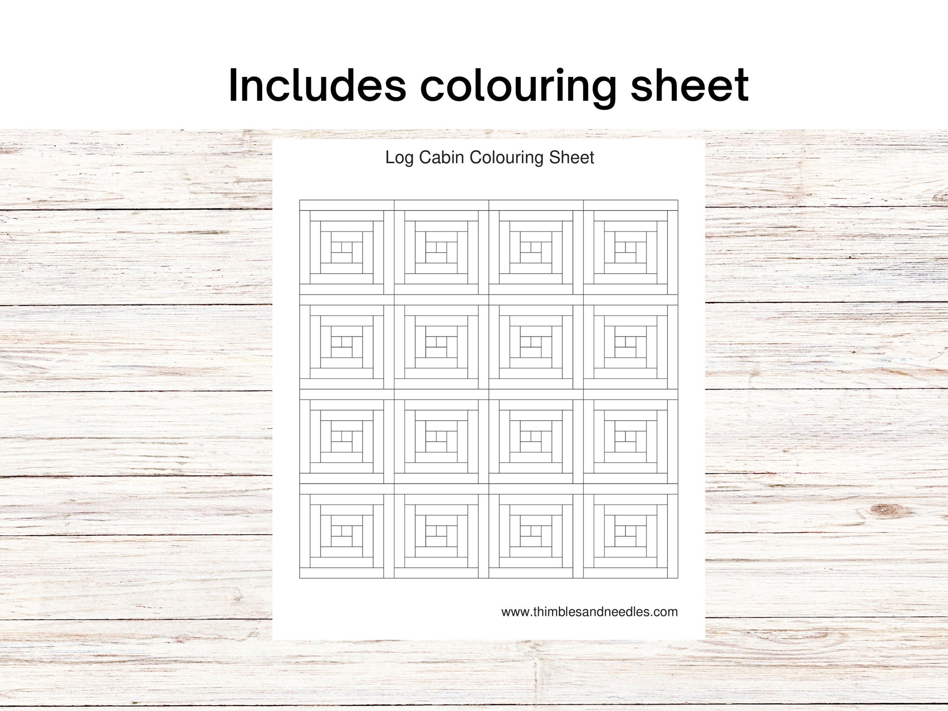 Log Cabin Foundation paper piecing FPP quilt block pattern Digital Download