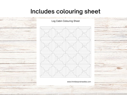 Log Cabin Foundation paper piecing FPP quilt block pattern Digital Download