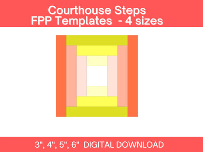 Courthouse Steps Foundation Paper Piecing FPP quilt block pattern Digital Download