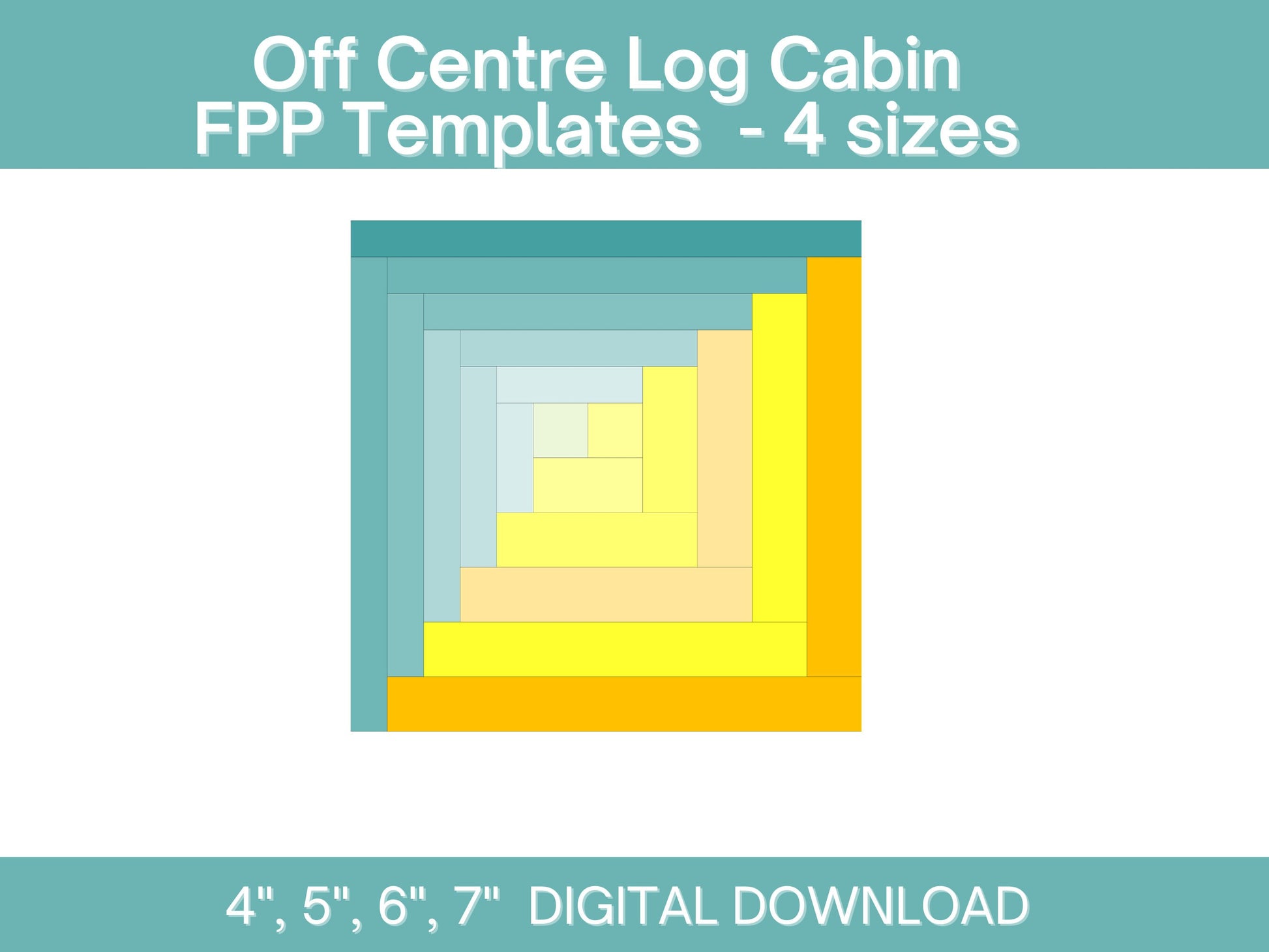 Off Centre Log Cabin FPP foundation paper piecing || Curved log cabin Digital Downloadquilt block pattern