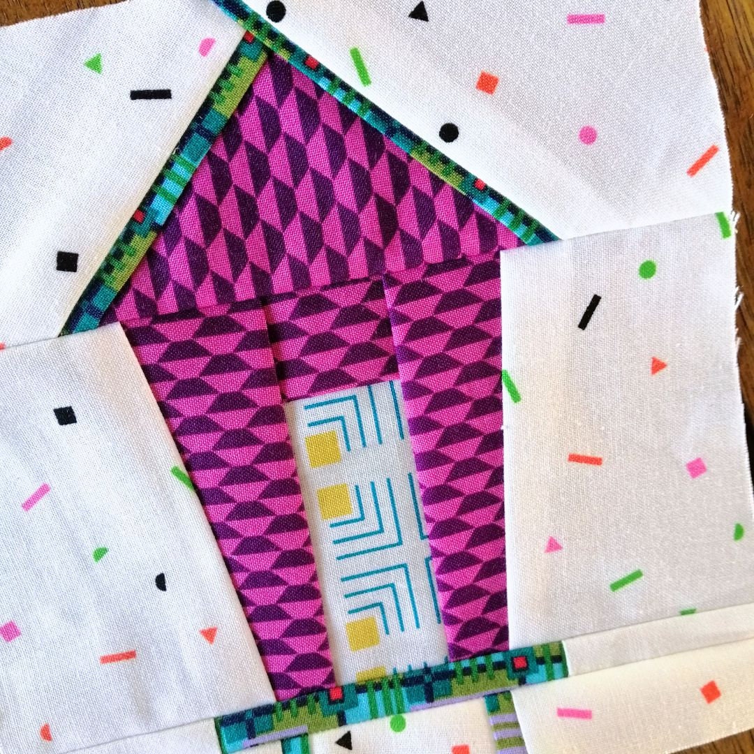 Beach Hut Foundation Paper piecing FPP quilt block pattern Digital Download