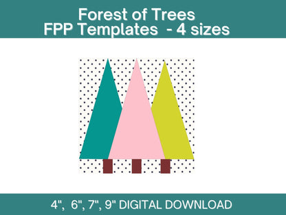 Forest of Trees foundation paper piecing FPP quilt block pattern Digital Download