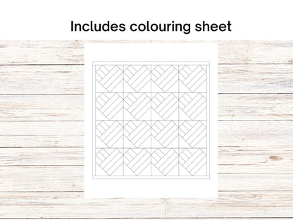 Striped Heart Foundation Paper Piecing FPP Mini quilt block pattern Digital Download