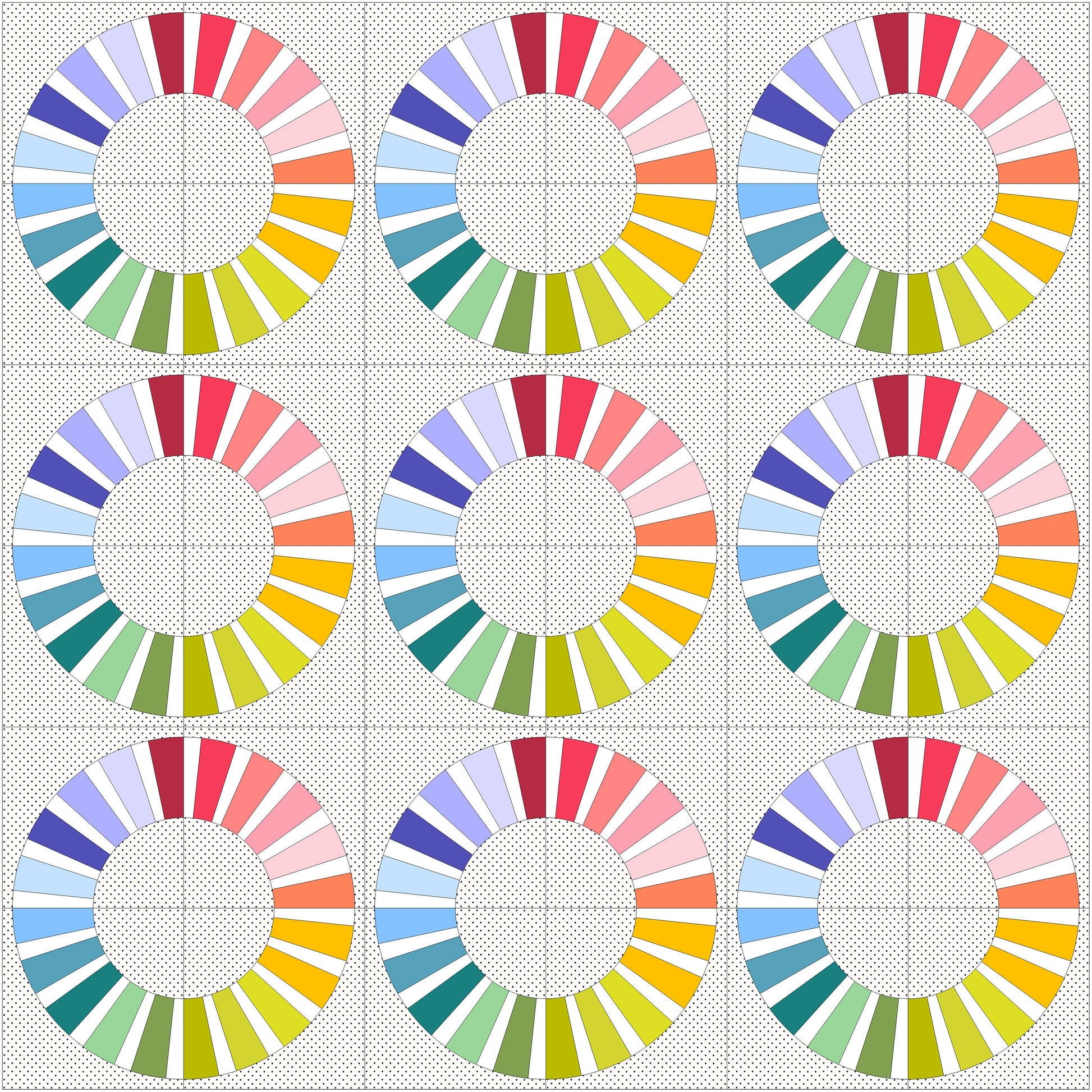 Color Wheel Foundation Paper Piecing FPP Mini Quilt block pattern Digital Download
