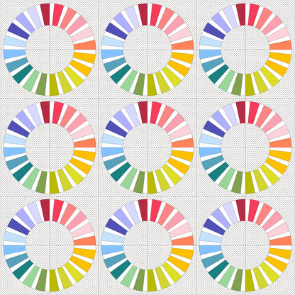 Color Wheel Foundation Paper Piecing FPP Mini Quilt block pattern Digital Download