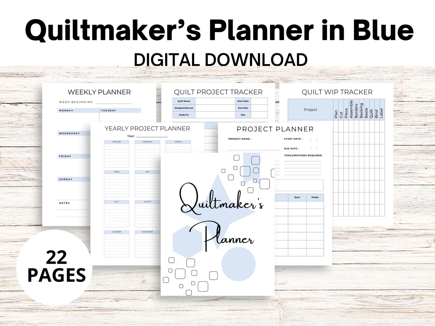 Quiltmaker's Planner, Printable Simple Quilting Journal Digital Download, Printable Quilt Planner, Quilt Summary Sheets, Quilting Planner
