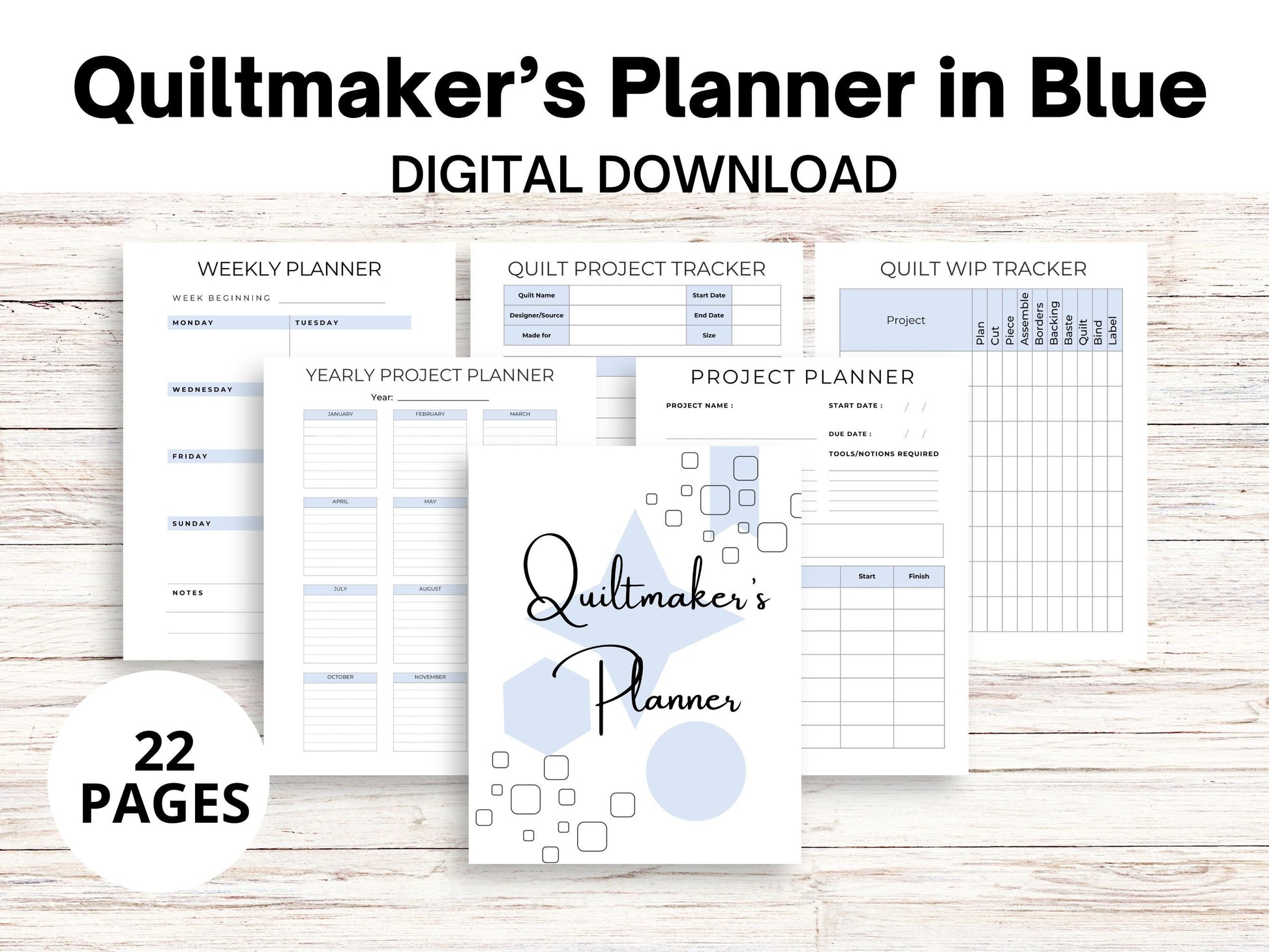 Quiltmaker's Planner, Printable Simple Quilting Journal Digital Download, Printable Quilt Planner, Quilt Summary Sheets, Quilting Planner