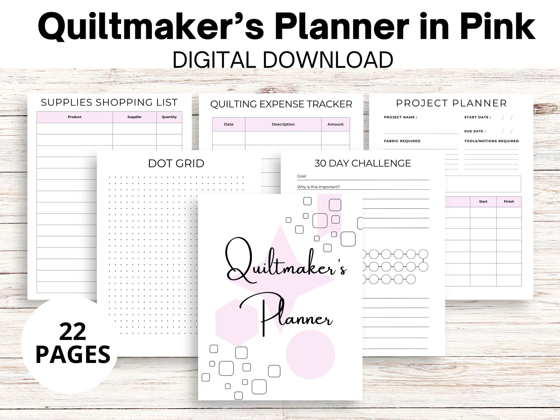 Quiltmaker's Planner, Printable Simple Quilting Journal Digital Download, Printable Quilt Planner, Quilt Summary Sheets, Quilting Planner