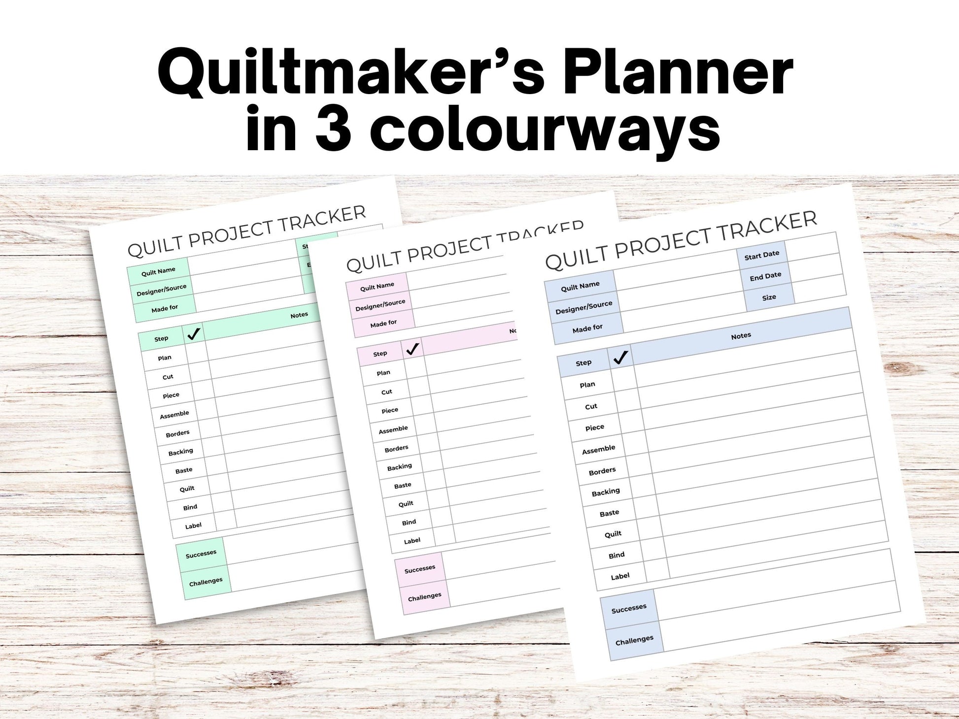 Quiltmaker's Planner, Printable Simple Quilting Journal Digital Download, Printable Quilt Planner, Quilt Summary Sheets, Quilting Planner