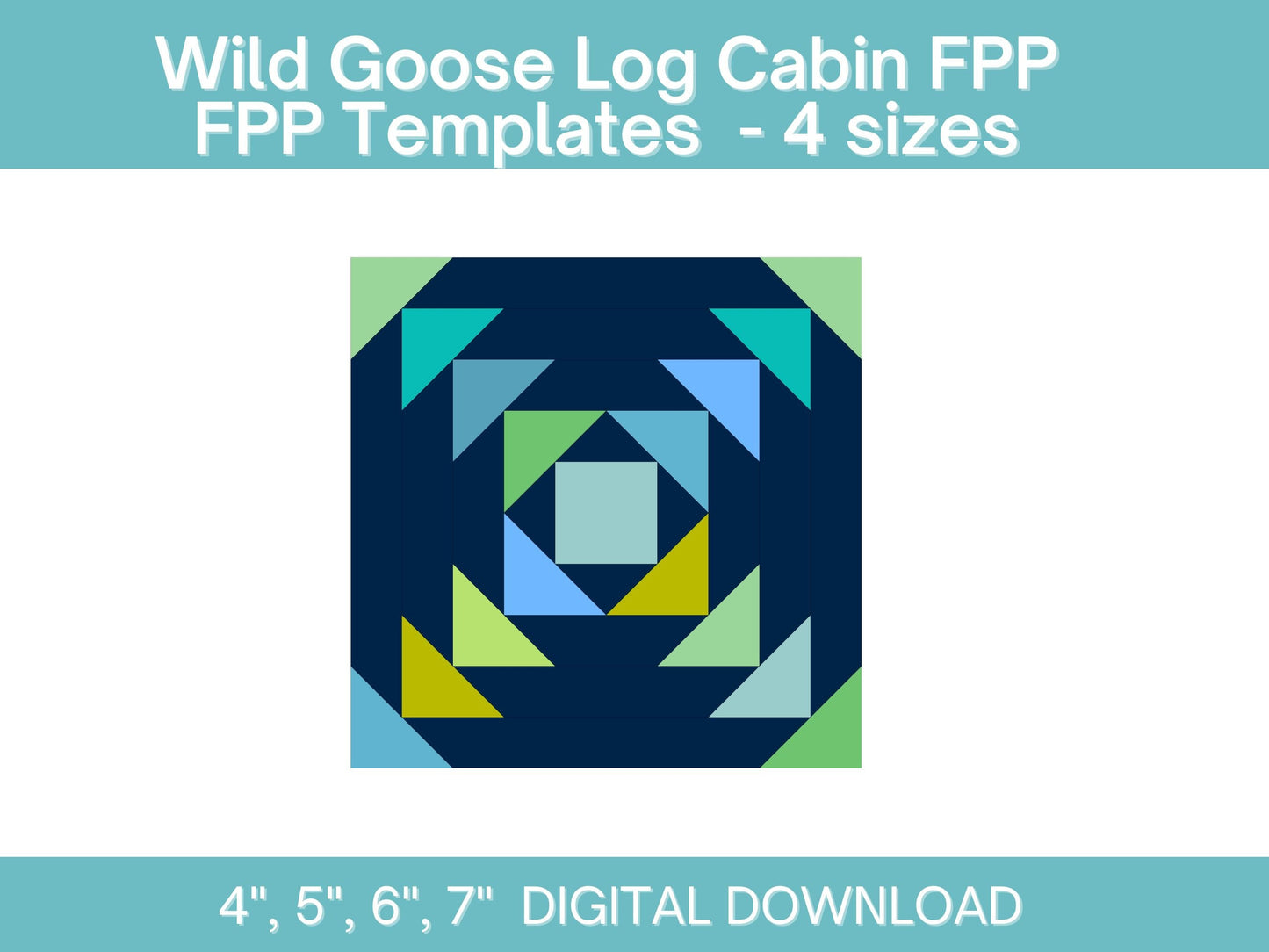 Wild Goose Log Cabin Foundation Paper Piecing FPP quilt block pattern Digital Download