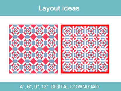 Kaleidoscope Web Foundation Paper Piecing FPP quilt block pattern Digital Download