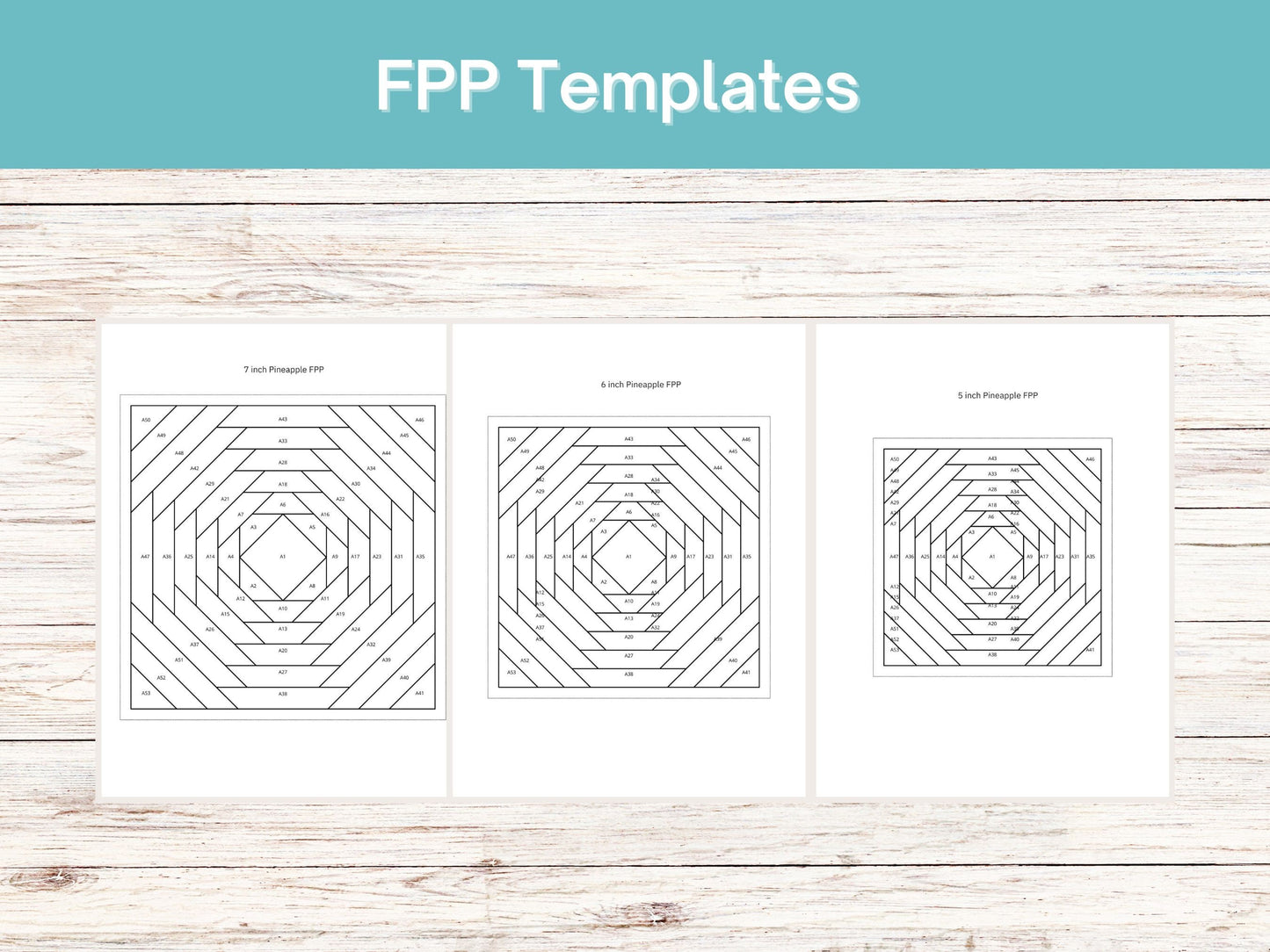 Pineapple Foundation Paper Piecing FPP quilt block pattern Digital Download