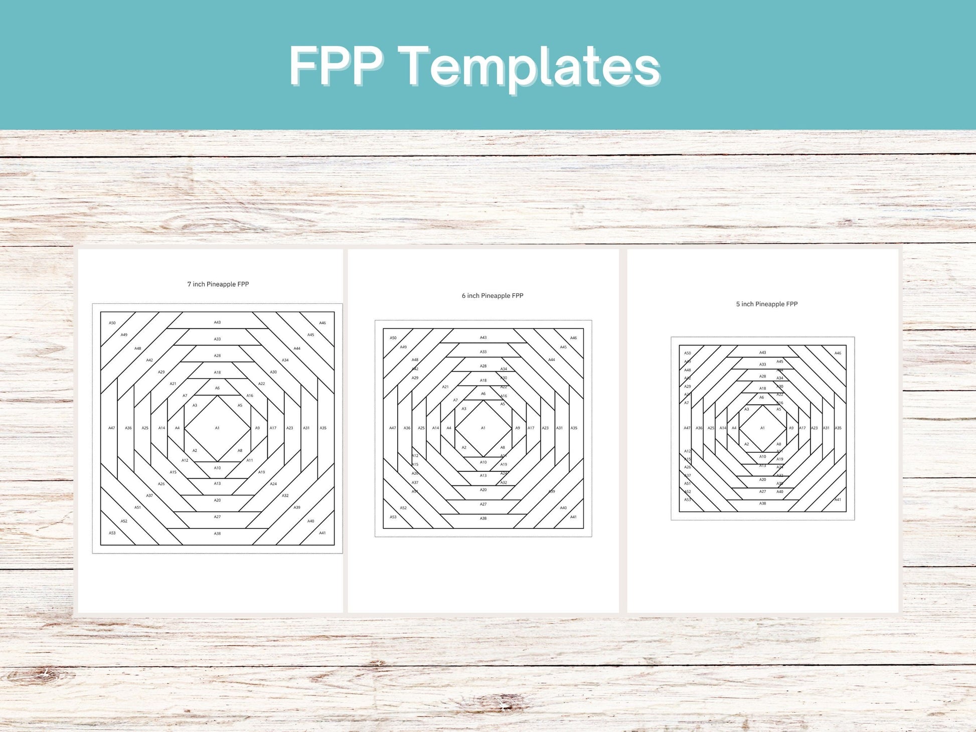 Pineapple Foundation Paper Piecing FPP quilt block pattern Digital Download