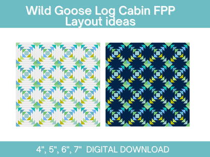 Wild Goose Log Cabin Foundation Paper Piecing FPP quilt block pattern Digital Download
