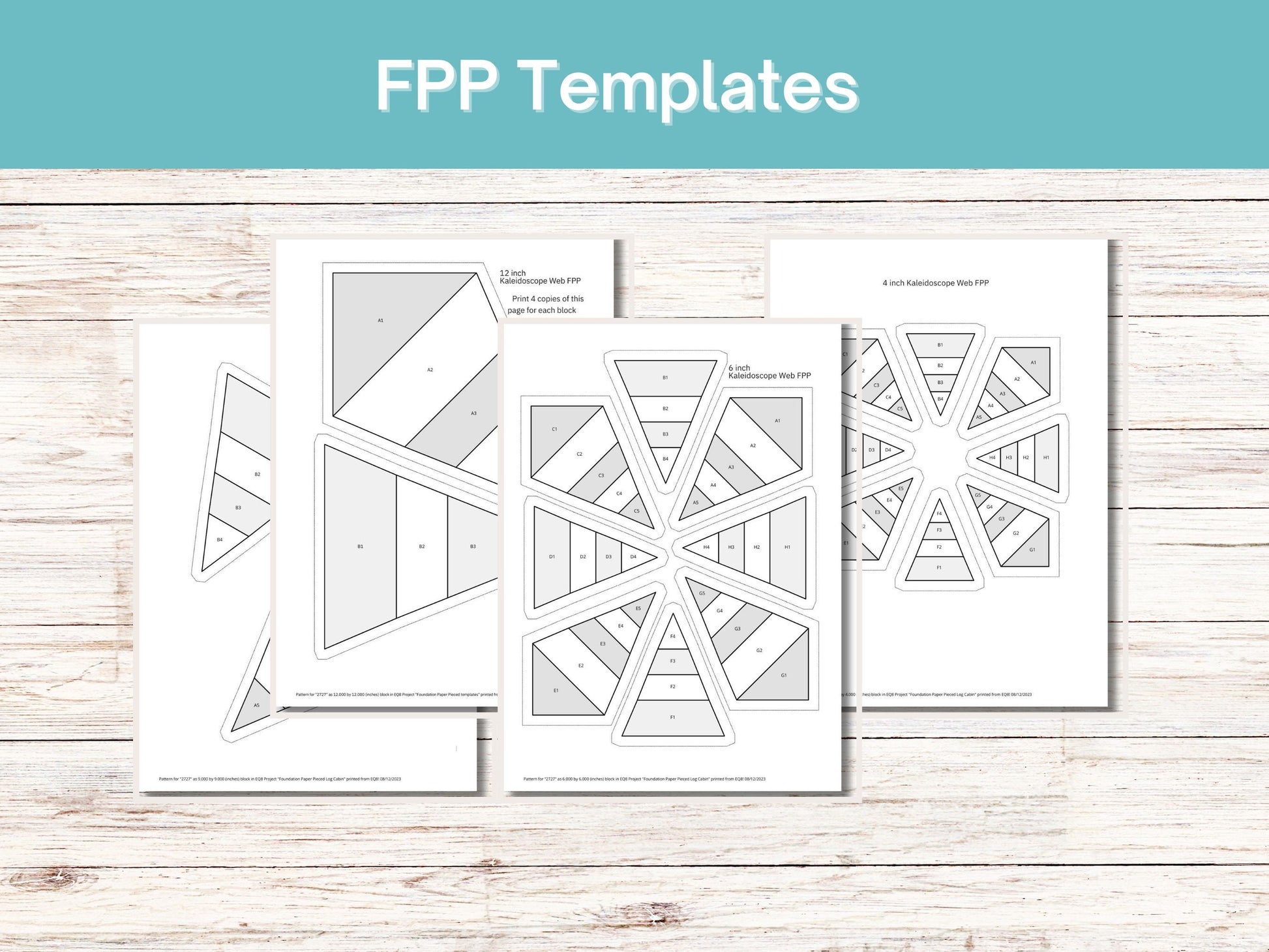 Kaleidoscope Web Foundation Paper Piecing FPP quilt block pattern Digital Download