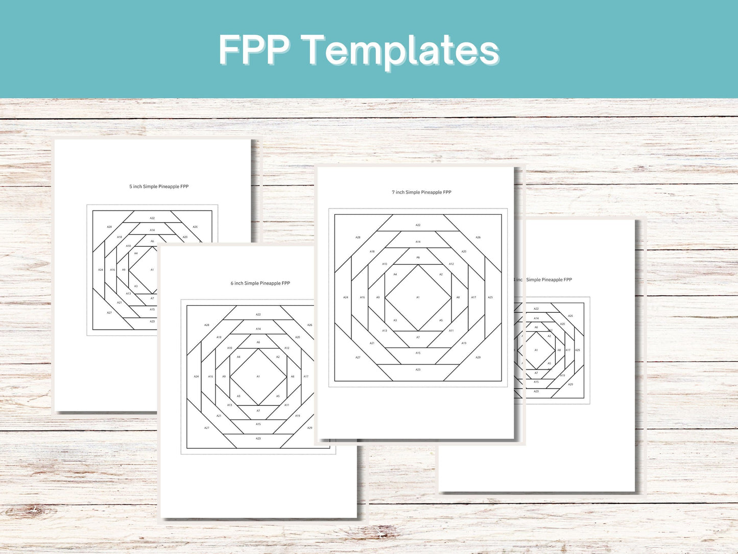 Simple Pineapple Foundation Paper Piecing FPP quilt block pattern Digital Download