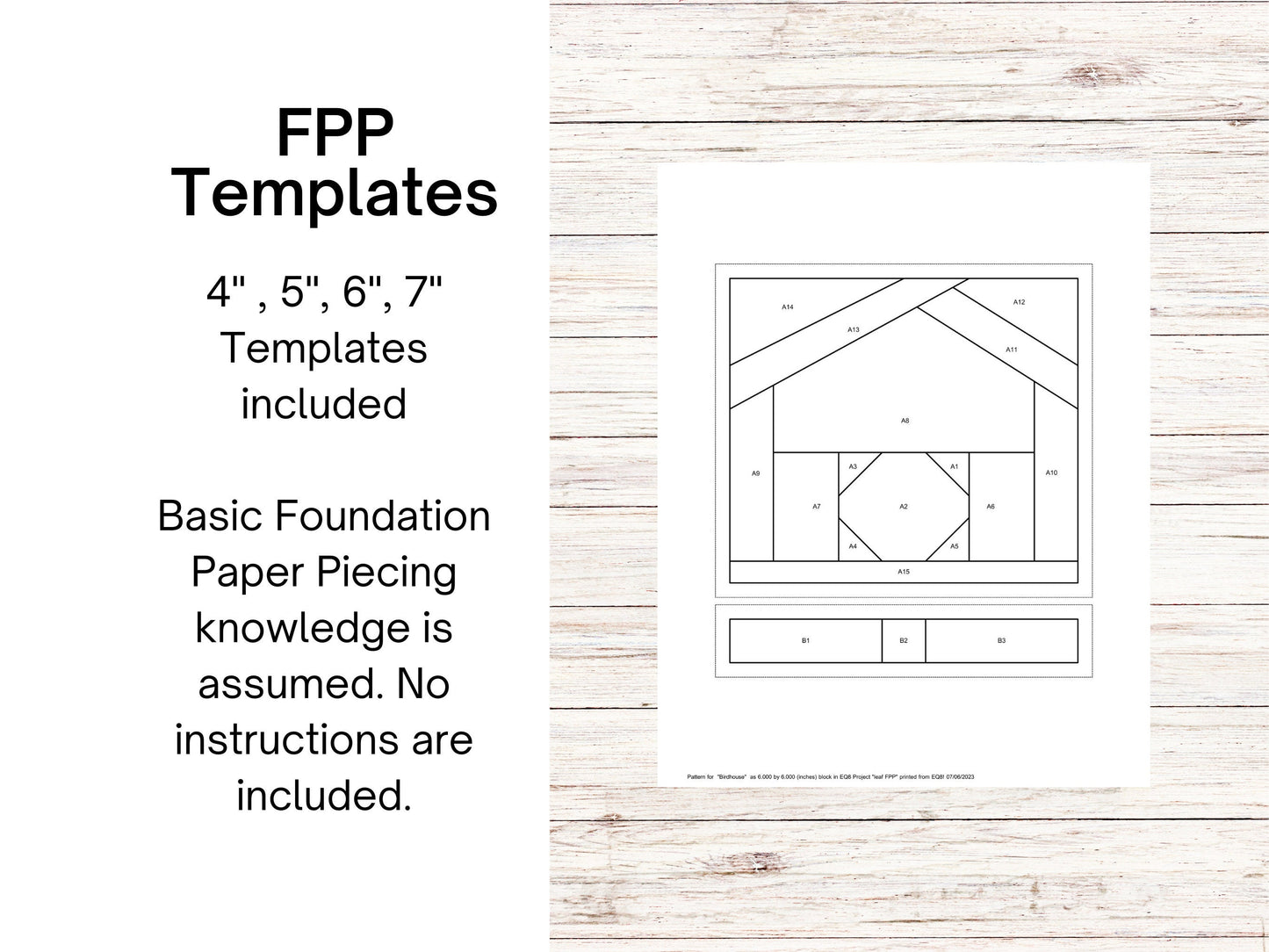Birdhouse Foundation Paper piecing FPP quilt block pattern Digital Download