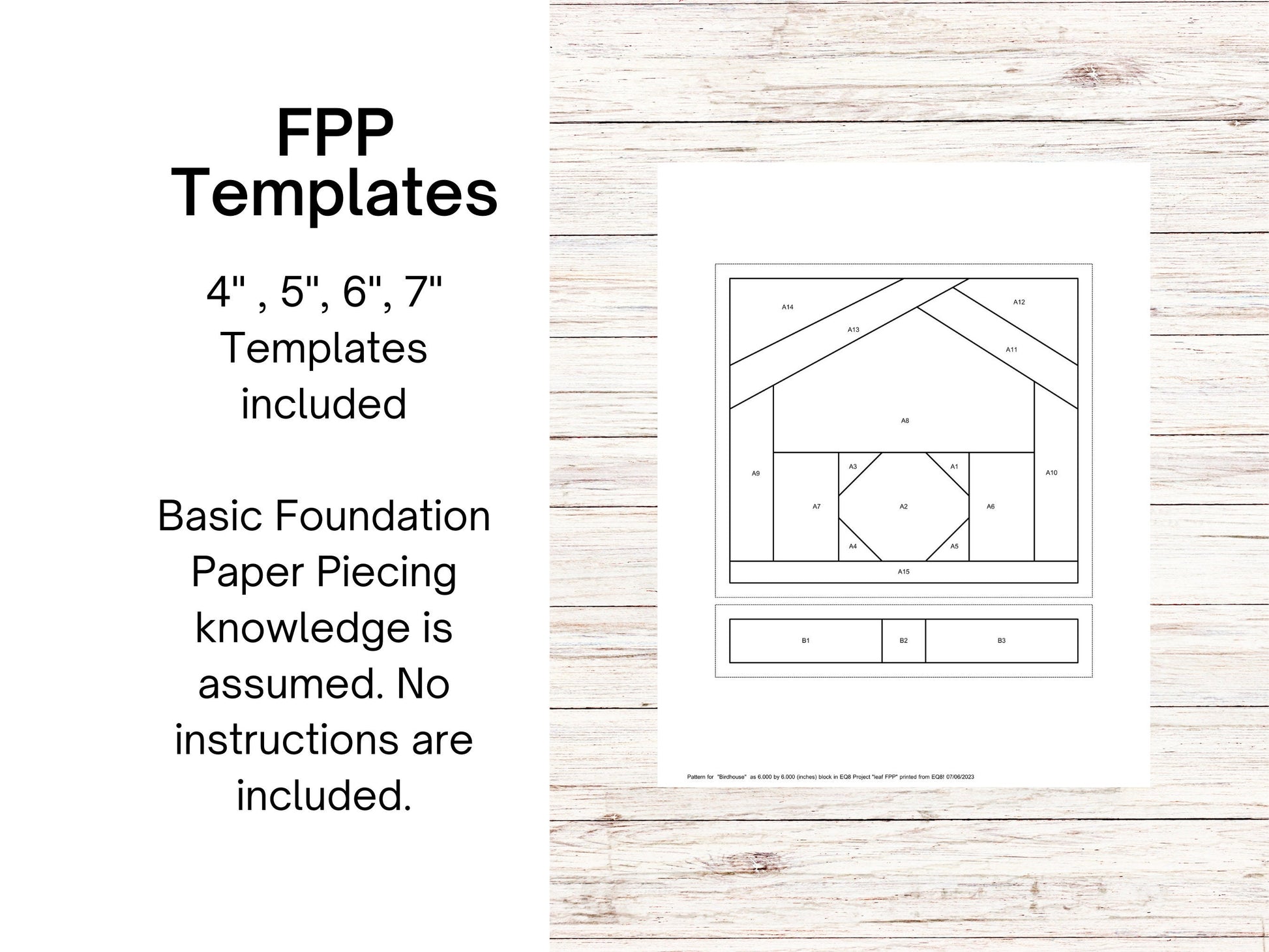 Birdhouse Foundation Paper piecing FPP quilt block pattern Digital Download