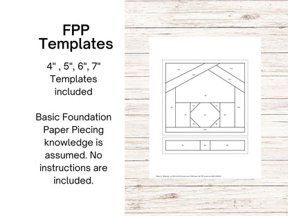 Birdhouse Foundation Paper piecing FPP quilt block pattern Digital Download