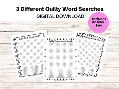 Quilting Word Search Printables Quilt Retreat Games Digital Download
