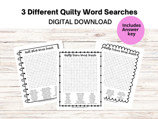 Quilting Word Search Printables Quilt Retreat Games Digital Download