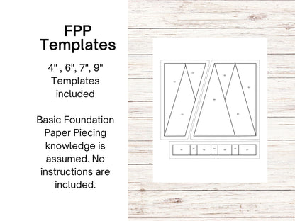 Forest of Trees foundation paper piecing FPP quilt block pattern Digital Download