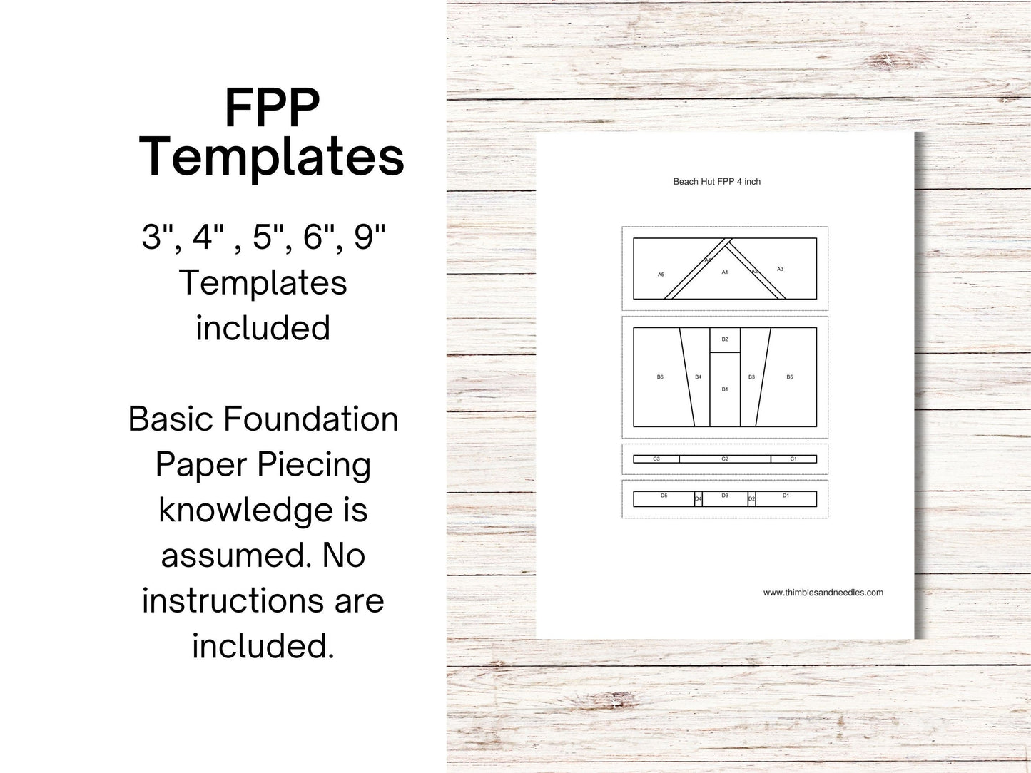 Beach Hut Foundation Paper piecing FPP quilt block pattern Digital Download