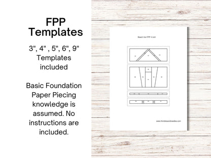 Beach Hut Foundation Paper piecing FPP quilt block pattern Digital Download