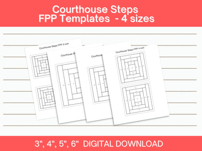 Courthouse Steps Foundation Paper Piecing FPP quilt block pattern Digital Download