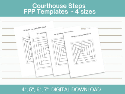 Off Centre Log Cabin FPP foundation paper piecing || Curved log cabin Digital Downloadquilt block pattern