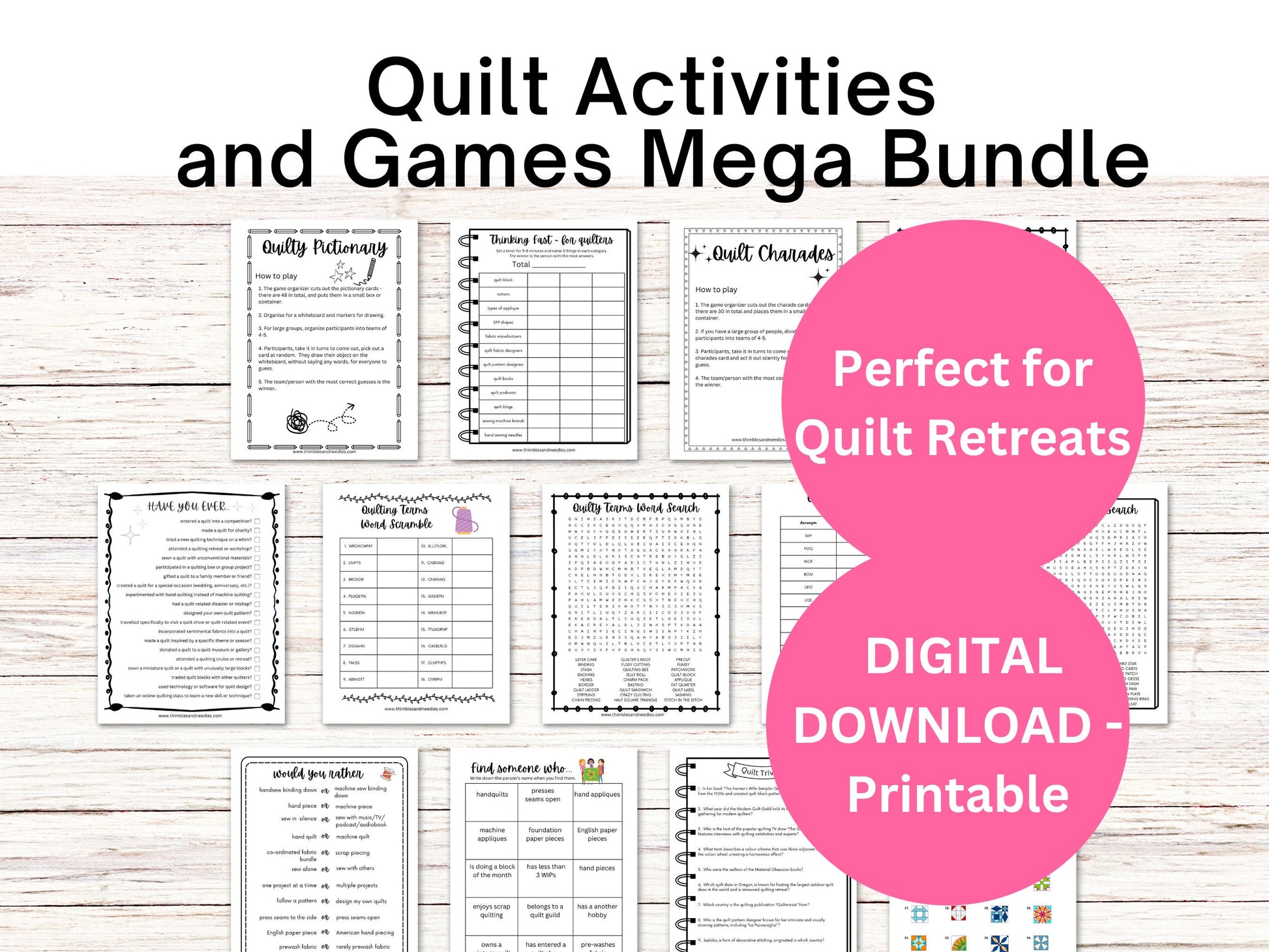 Quilt Games, Quilting Games, Quilting Party Games, Quilt Club Game, Quilt Retreat, Name That Quilt Block, Quilt Activities Bundle, PDF