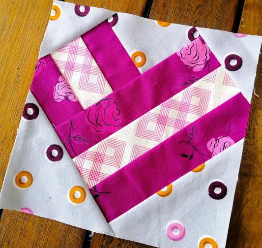 Striped Heart Foundation Paper Piecing FPP Mini quilt block pattern Digital Download