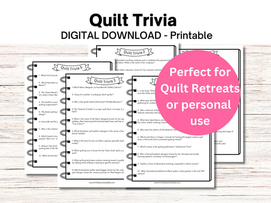 Quilt Trivia Printable Digital Download Quilt Retreat Game Digital Download