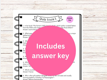 Quilt Trivia Printable Digital Download Quilt Retreat Game Digital Download