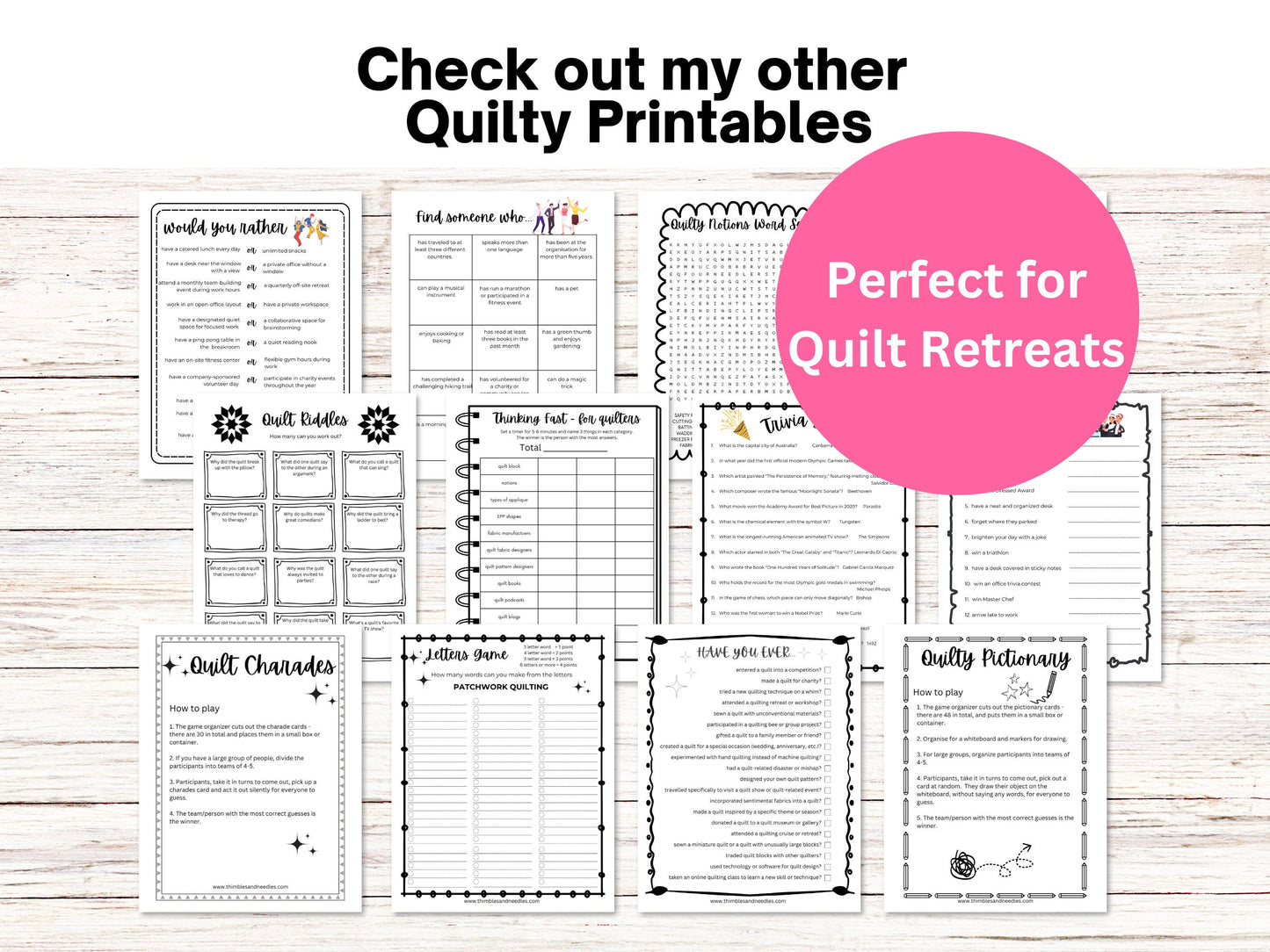 Would You Rather... Quilt Meeting Ice Breaker Printable Digital Download Quilt Retreat