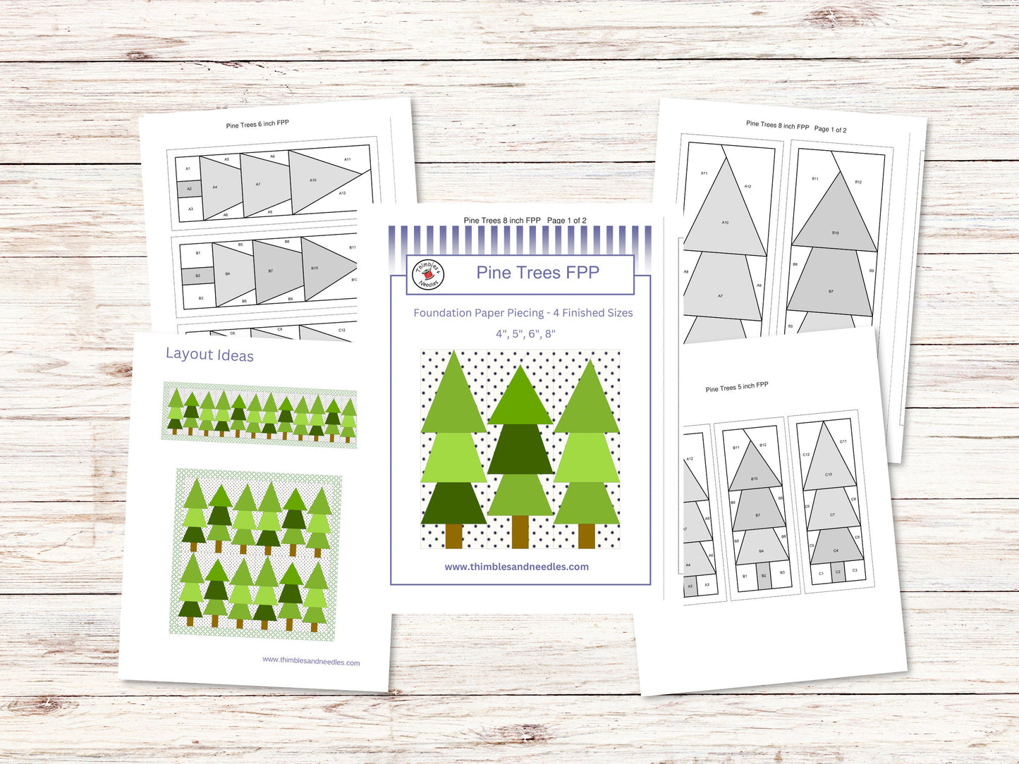 Pine Trees FPP Foundation Paper Piecing quilt block pattern Digital Download