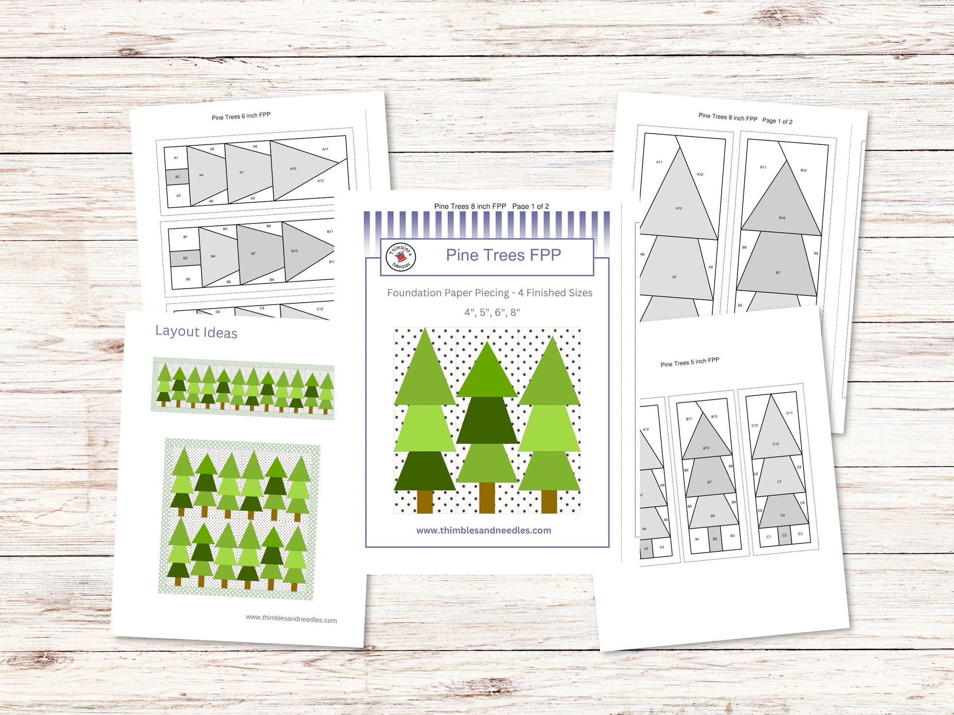 Pine Trees FPP Foundation Paper Piecing quilt block pattern Digital Download