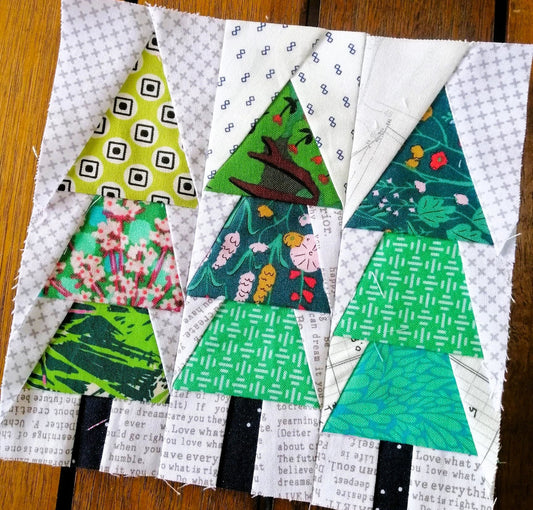 Pine Trees FPP Foundation Paper Piecing quilt block pattern Digital Download