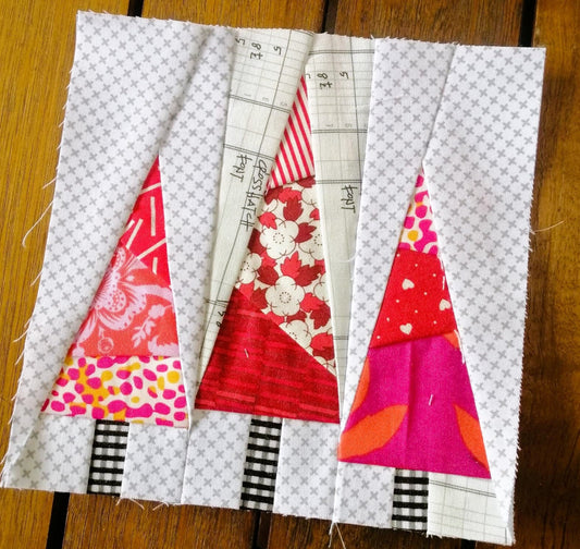 Scrappy Trees FPP Foundation Paper Piecing quilt block pattern Digital Download
