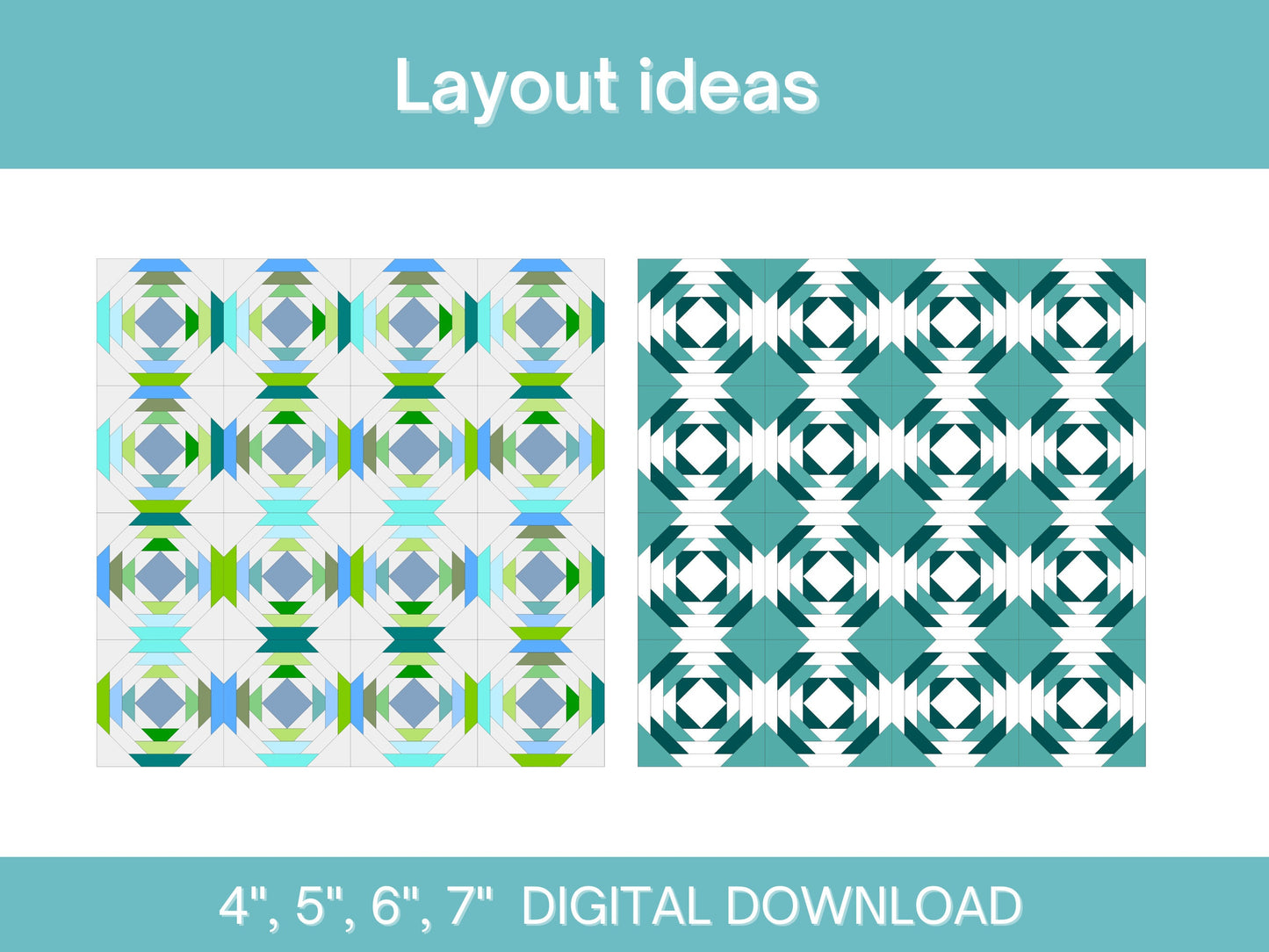 Simple Pineapple Foundation Paper Piecing FPP quilt block pattern Digital Download