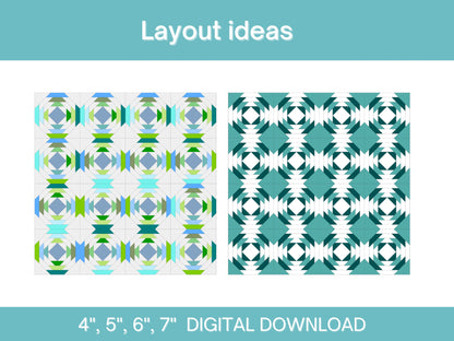 Simple Pineapple Foundation Paper Piecing FPP quilt block pattern Digital Download