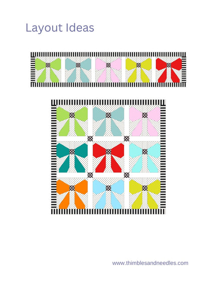 Ribbon Bow FPP Foundation Paper Piecing quilt block pattern Digital Download