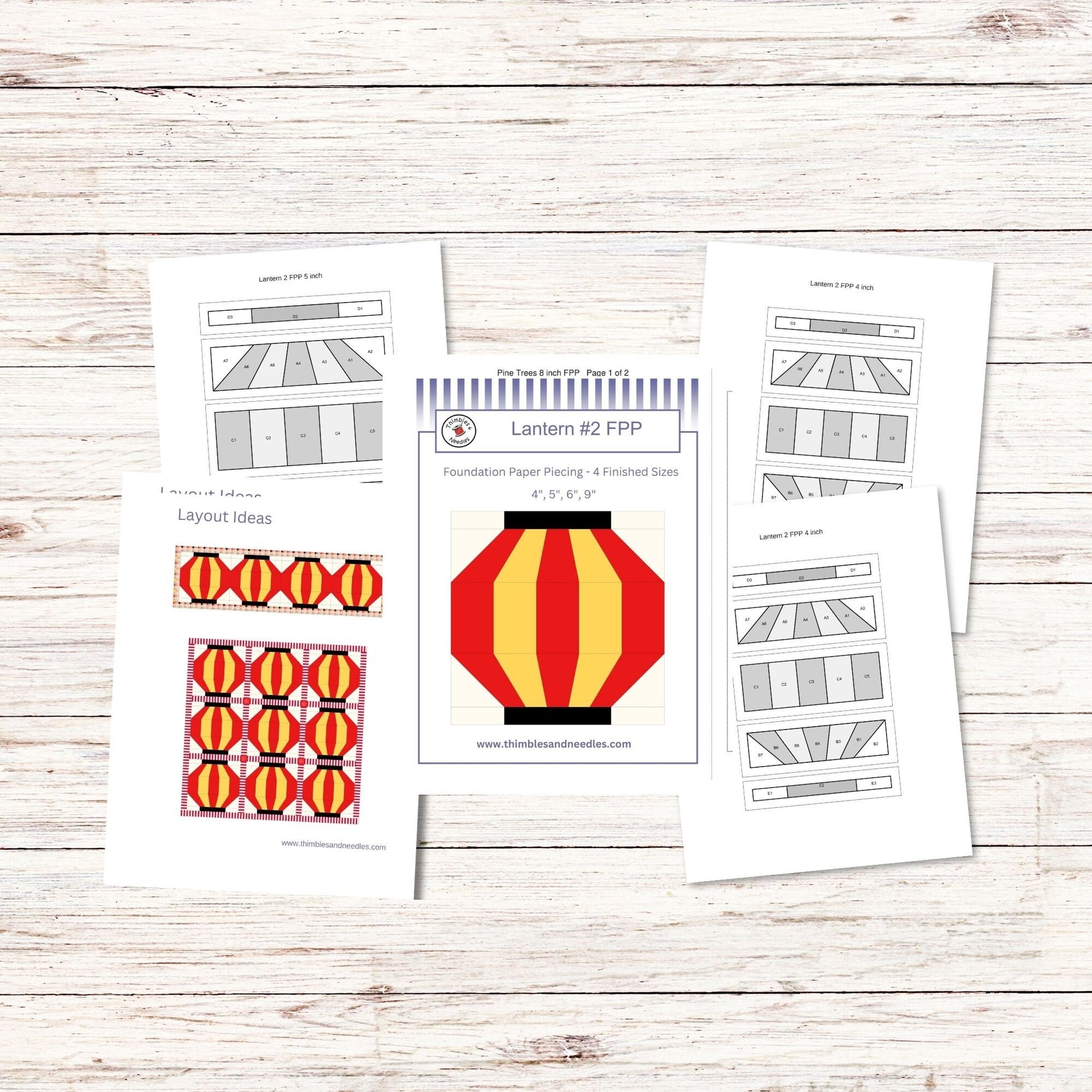 Lantern Block 2 FPP Foundation Paper Piecing quilt block pattern Digital Download