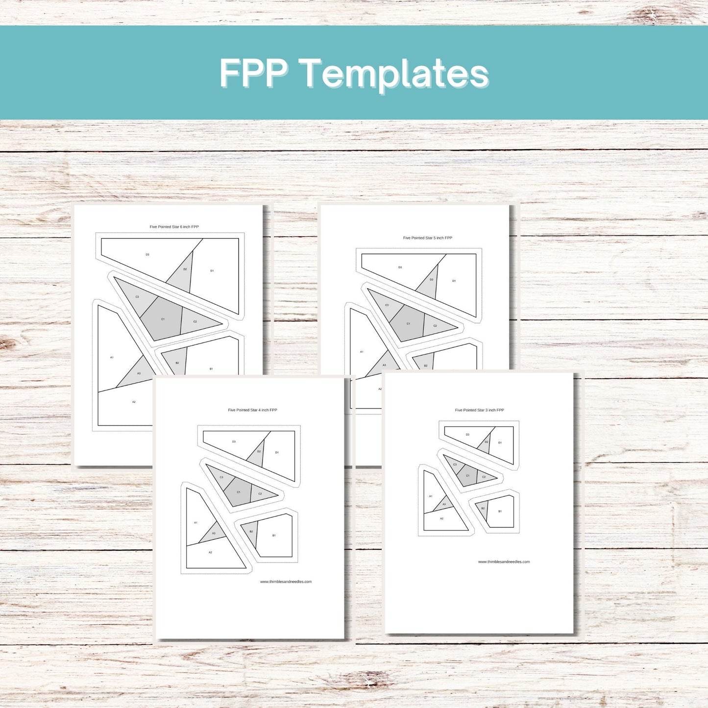 Five Pointed Star FPP Foundation Paper Piecing quilt block pattern Digital Download