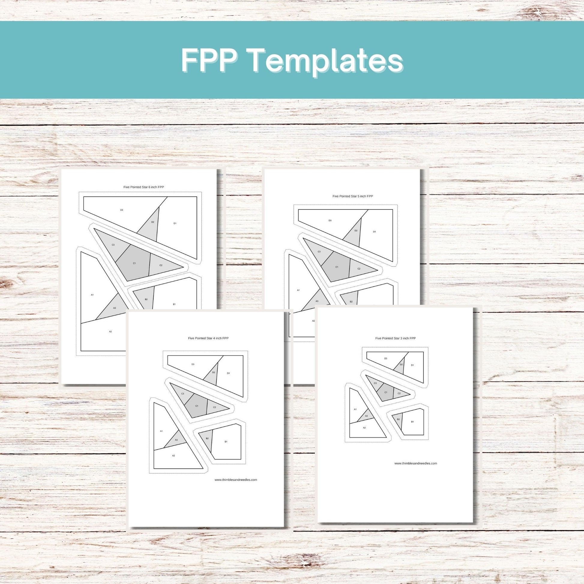 Five Pointed Star FPP Foundation Paper Piecing quilt block pattern Digital Download