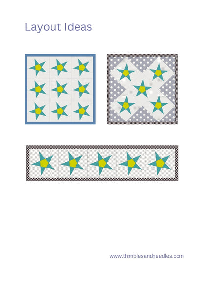 Five Pointed Star FPP Foundation Paper Piecing quilt block pattern Digital Download