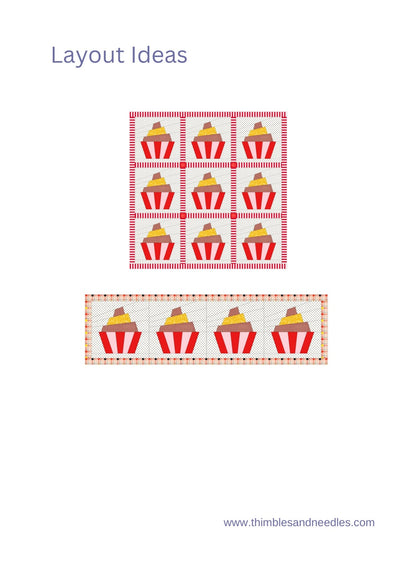 Ice Cream Sundae FPP Foundation Paper Piecing quilt block pattern Digital Download