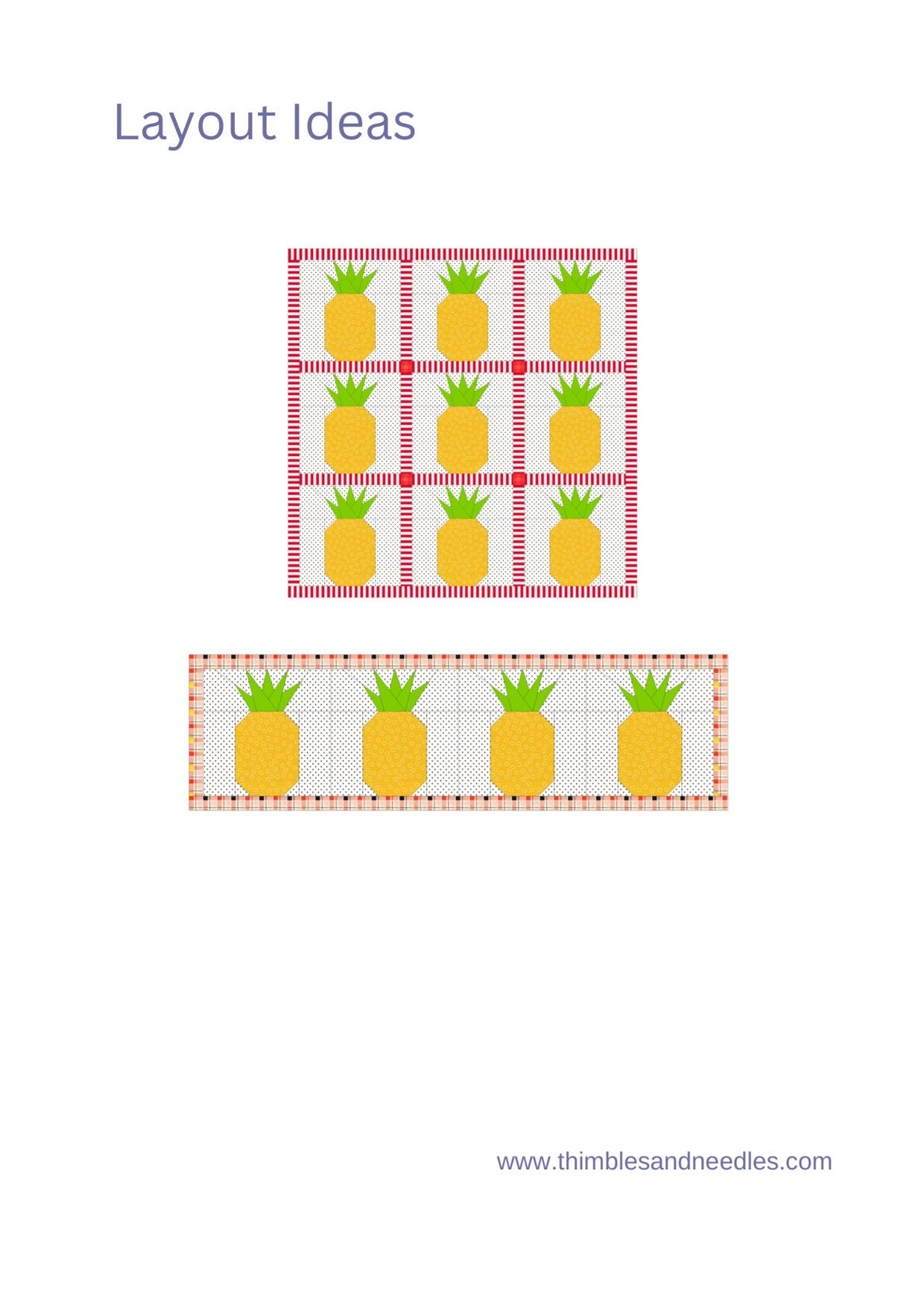 Sweet Pineapple FPP Foundation Paper Piecing quilt block pattern Digital Download