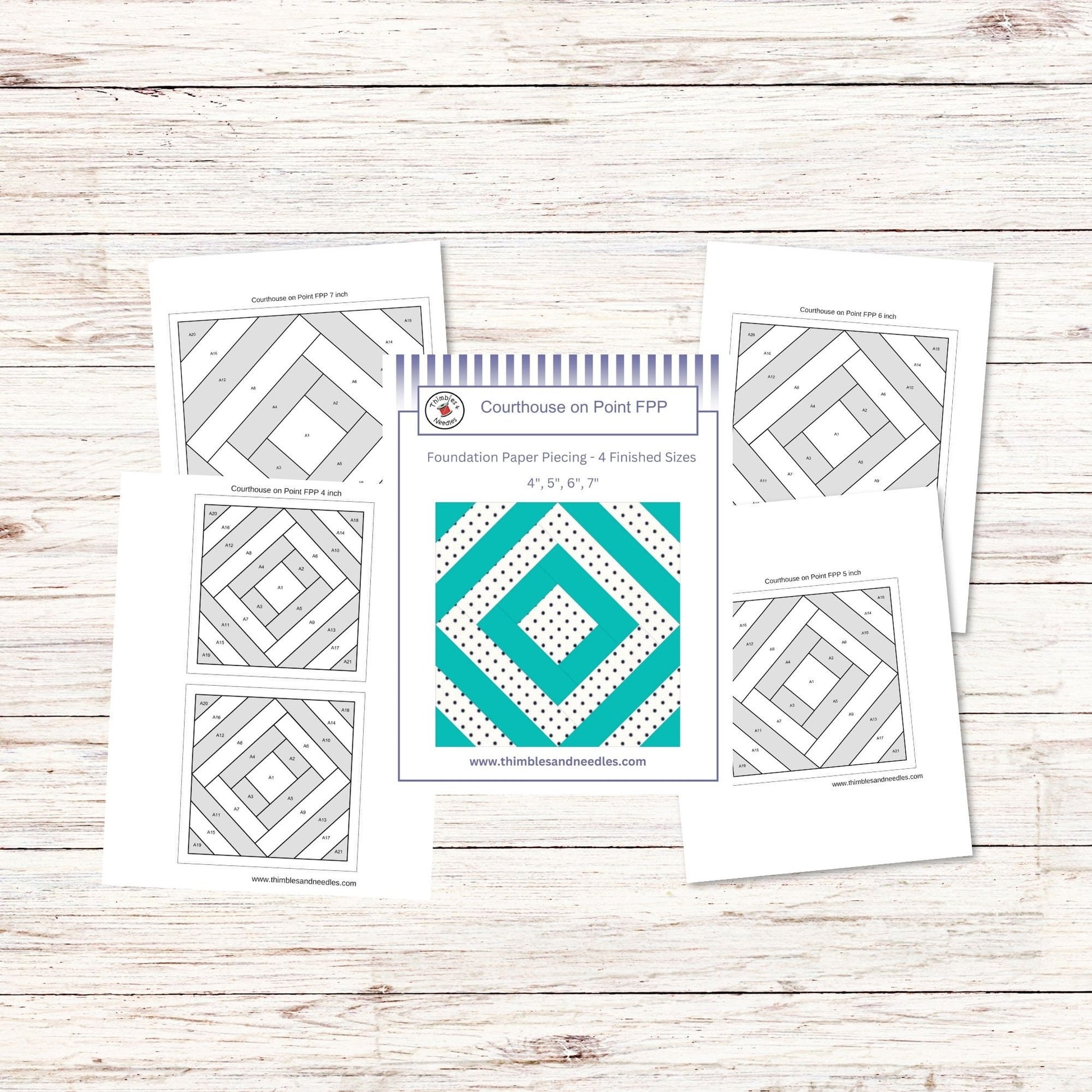 Courthouse on Point FPP Foundation Paper Piecing quilt block pattern Digital Download